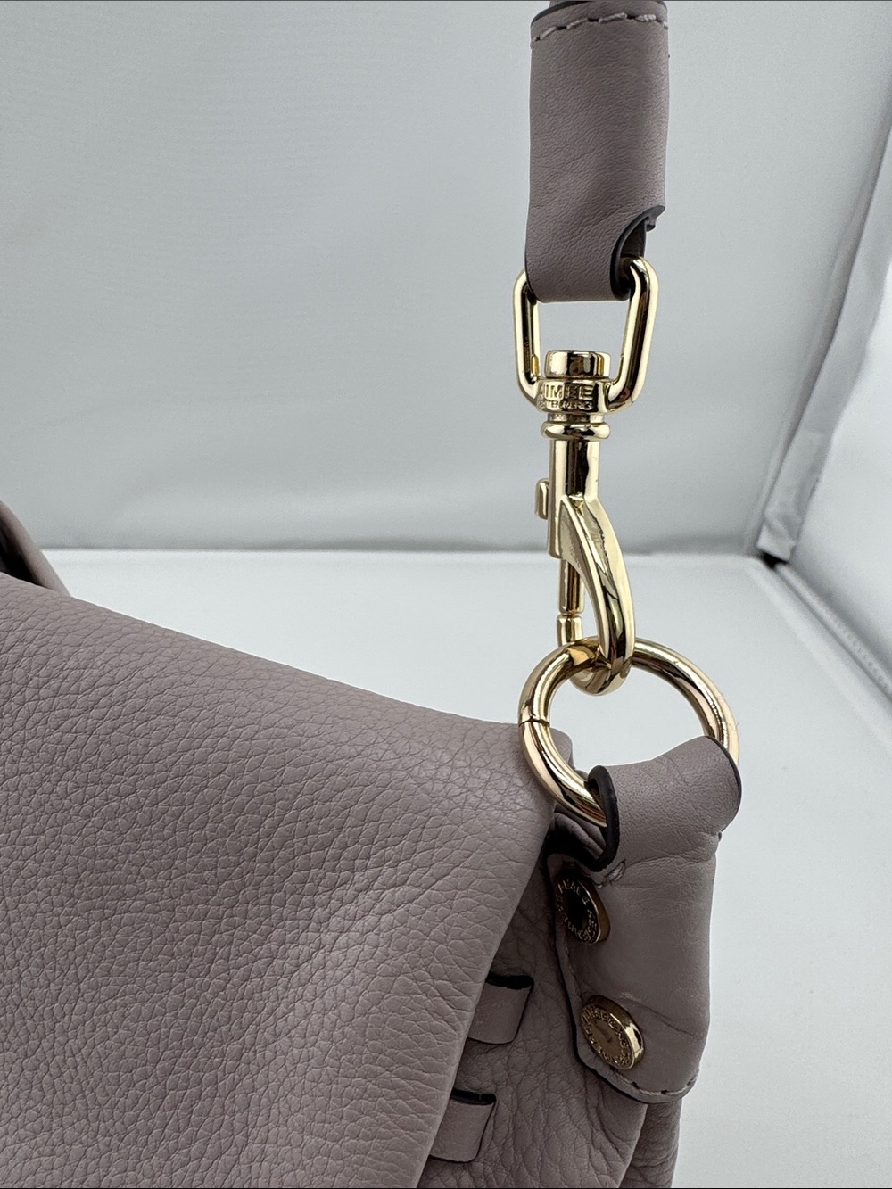 Aimee Kestenberg Mauve Taupe Leather Shoulder Bag with Wrapped Handle - Picture 5 of 9